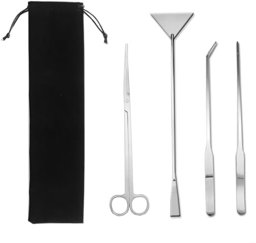Namvo Extra Long Aquarium Aquascape Kits 4 i 1 Anti-Rost Vattenväxt Aquascaping Tool för Aquarium Tank Clean Fish Tank Aquascape Tool Sets
