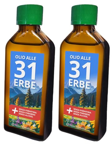 Susy Shop Olio Alle 31 Erbe Senza Parabeni Per Raffreddore Mal Di Testa E Altro (2 Flaconi da 100 Ml)