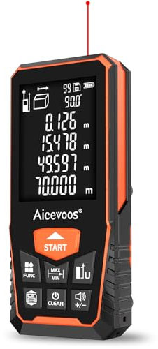Aicevoos Laser Measure 70m/120m with Large Backlit Screen, Digital Laser Measurement Tool with Electronic Angle Measures Distance, Area and Volume, Red Beam