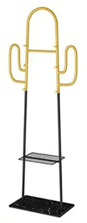 Porte Manteau sur Pieds Cactus Porte-Manteau Porte-Manteau Cadre en Métal Porte-Vêtements avec 2 Étagères Et 6 Crochets Suspendus Chapeaux Sacs dans Le Foyer D'Entrée Portant à Vêtements (Color : Gol