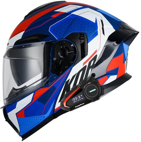 Bluetooth Adulto Motocicleta Todoterreno Crash ECE Homologado Casco Modular Moto Hombre Mujer Adultos,Cascos Modulares con Doble Visera para Casco Scooter A,XL