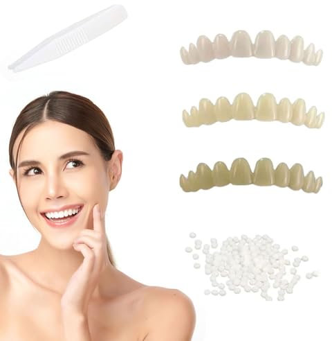 Falsche Zähne Veneers,Zähne zum Aufstecken,Prothesen Zähne Kosmetische Veneers Zähne Set,Furniere Zähne Kosmetische Zahnabdeckung Gefälschte,Sofort Zahnprothesen mit Pinzette
