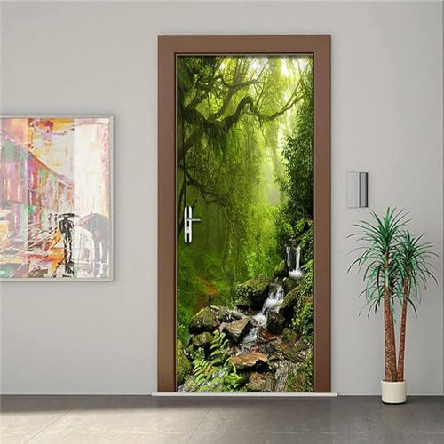 Türtapete Selbstklebend Türposter - Natürliche Waldlandschaft 80 X 200 Cm - Fototapete Türfolie Poster Tapete Strand Meer Nordsee Ostsee Beach Wasser Blau 3D Türaufkleber Selbstklebend Diy -2R4W1A8Z9H