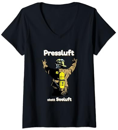 Damen ATEMSCHUTZ GERÄTETRÄGER UND FEUERWEHRMANN FEUERWEHR T-Shirt mit V-Ausschnitt