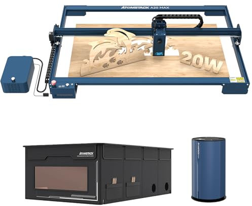 Atomstack A20 Max 20W Großer Laser Graviermaschine Augenschutz AutofokusTankkettensteuerung mit F30 Air Assist Größerer Arbeitsbereich 850 * 400mm mit FB2