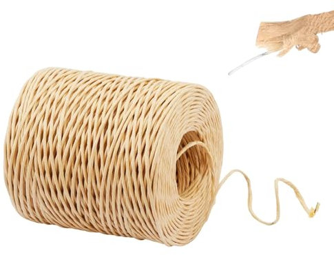 150m Blumendraht 2mm, Bindedraht Ummantelt Pflanzen, Papierdraht Natur zum Basteln, Papierkordel mit Draht, Papierwickeldraht Dekodraht, Papierbindedraht für Blumenkörben Blumensträuße Weihnachtskranz