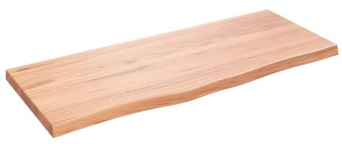 Makastle Waschtischplatte Holzbohlen Ideal für Aufsatzwaschbecken, Tischplatte Holzplatte Baumkanten-Platte für Heimwerker, Arbeitsplatten, Hellbraun 100x40x(2-4) cm Massivholz Behandelt