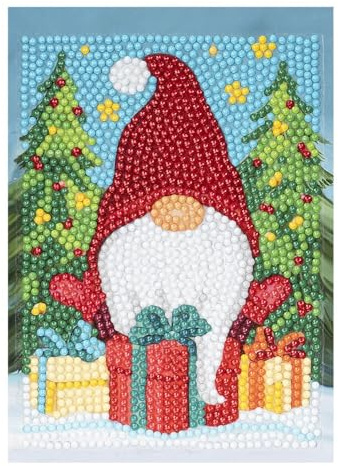 Ideen mit Herz | Diamond-Painting-Karte | 11,5 cm x 16,5 cm | 370 g/m² | vollflächig klebend (Weihnachts-Wichtel)