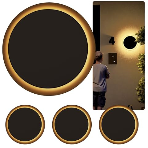 SSC-LUXon IRELIA Wandleuchte 4er Set schwarz rund Ø30cm 3 Lichtfarben IP65 | Vier runde Wandlampen mit indirektem Licht - warmweiß, neutralweiß & kaltweiß, für Wohnzimmer & Terrasse, innen & außen