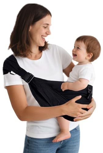 Baby Carrier Sling Newborn to Toddler Carrier,Side Toddler Carrier with Extra Wide Cozy Strap, Adjustable Ergonomic Baby Carrier for 0-36 Months,Breathable Summer Baby Wearing（Black）