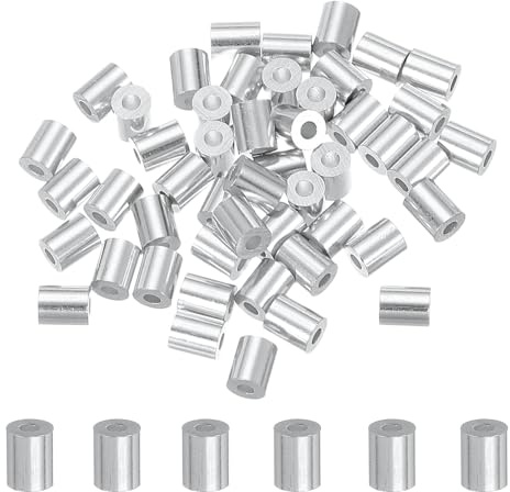 sourcing map 50 manicotti a crimpare in alluminio, 1,5 mm, ghiera rotonda M1.5 per crimpare cavi e cavi, morsetti estremità della corda