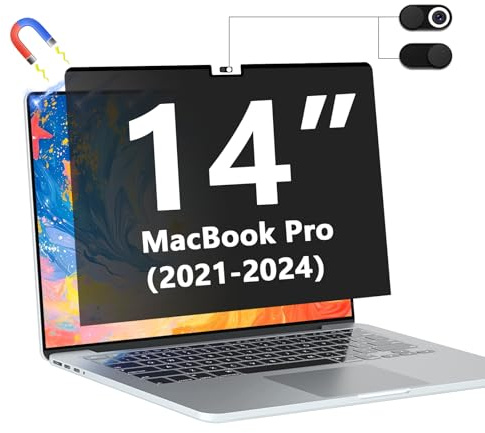 Phimoos Magnetic Privacy Screen Protector for MacBook Pro 14 Inch 2021-2026 (M1/M2/M3/M4/M5/Pro/Max), Removable Anti Spy Glare Blue Light Shield, 14.2 Mac Laptop Privacy Filter