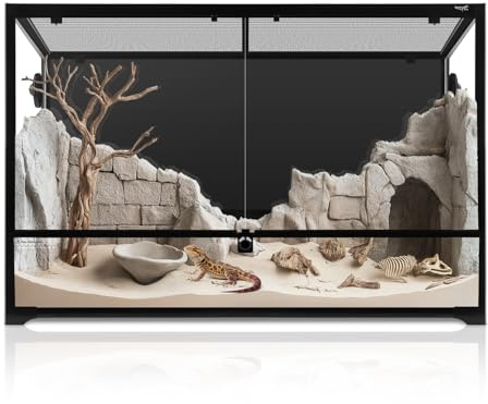 67 Gallon Reptile Tank Large Full Glass Terrarium, Bearded Dragon Tank Front Opening Reptile Enclosure Cage with Anti Escape Ventilated Top Lid for Snake Gecko Lizard Turtle 36''x18''x24''