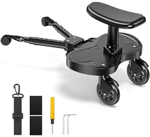 Planche Poussette Universelle, Skate Poussette Universelle, Portable Kiddy Boards avec Sangle de Suspension, Planches à Roulettes pour bébé pour Enfants de 2 à 6 Ans (25kg)