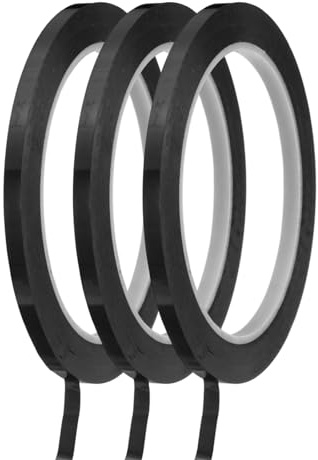QUARKZMAN 5mmx66m Feine Linien Klebeband Schwarz, 3 Rollen PET Klebestreifen Selbstklebend Dünnes Zierstreifen, Whiteboard Klebeband Wasserdicht Gitter Markierungsband für Büro Haushalt