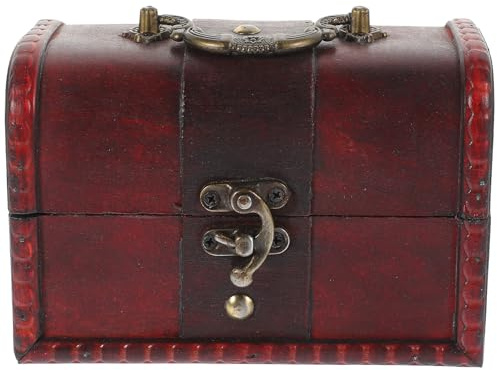 ROMISBABA Scrigno in Legno Vintage Porta Gioielli Coperchio, Scatola Portaoggetti Compatta Stile Antico, Contenitore per Gioielli e Ricordi per Casa e Regali