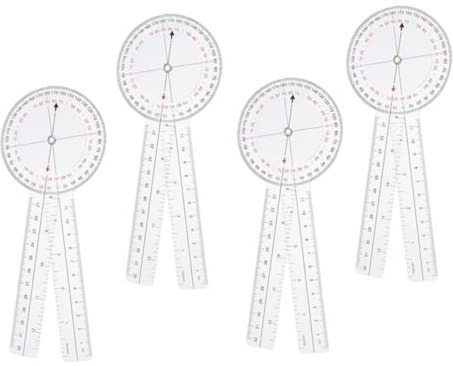 HIAKDOFT 4 pezzi Righello Goniometro Angolare Trasparente Misuratore Angoli Plastica Resistente per Disegno Fisioterapia e Uso Professionale