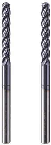 2Pcs 3/16 4 Flute Solid Carbide Long Ball Nose End Mill Set, AlTiN Coated