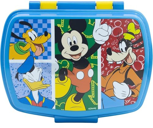 CARTOON Portamerenda in plastica riutilizzabile, portapranzo, contenitore per il pranzo scuola tempo libero (Topolino)