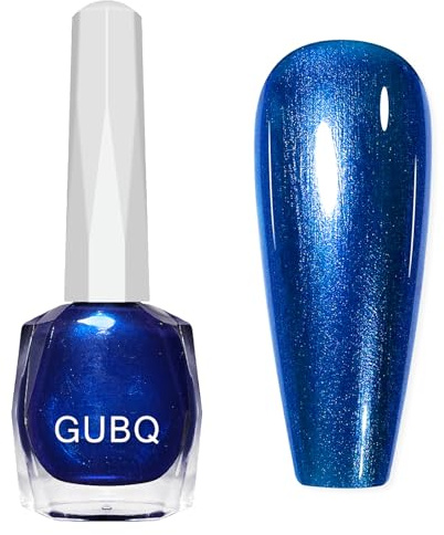 Pearl Blue Nail Polish - Dark Blue Glitter Nail Varnish - Shimmer Pearlescent Navy Blue Nail Polish - Royal Chrome Glitter Nail Varnish Quick Dry No UV Needed,Oil Based Formula,DIY Manicure at Home