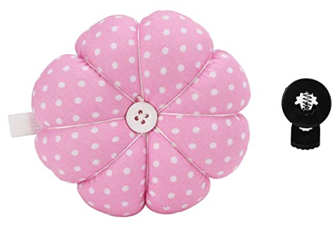 Handled nålkudde säker praktisk handfri högeffektiv hållbar nålkudde för nybörjare studenter mödrar premium tygmaterial 9 x 9 cm julklappar (pumpkin-stift (rosa med vit