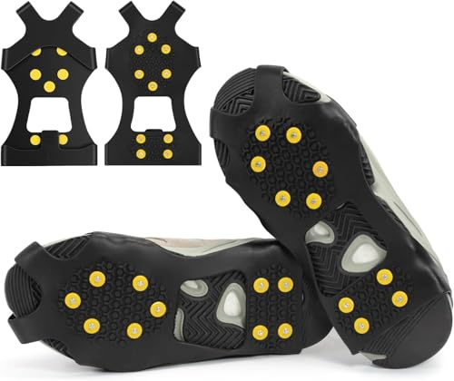 Spikes für Schuhe Winter mit 10 Anti Rutsch Spikes, 2026 Neu Schneeketten für Schuhe, Geeignet Zum Wandern, Wandern, Eisfischen, Schnee, EIS Usw. Winterliche Outdoor AktivitäTen(L)