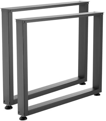 VEVOR Pieds de Table Rectangulaires 750x900 mm Lot de 2 Pieds de Bureau en Acier au Carbone, Charge Max. 1000 kg pour Bureau, Table à Manger, Table de Bar, Établi et Plan de Travail, avec Patins, Noir