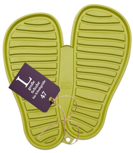 Sanni Shoo Schuhablage Schuhabtropfschale - L (bis Schuhgröße 47), grün | Flexible Schuhmatte Abtropfmatte; Waschbar bei 30°C, Schuhwanne aus BPA-freiem Kunststoff, in Europa gefertigte Schuhschale