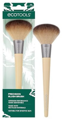 EcoTools Precision Blush Makeup Brush, Cheek Blush Brush, For Loose or Pressed Powder, Also Works With Bronzer, Eco-Friendly Face Makeup Brush, Vegan & Cruelty-Free, Synthetic Bristles