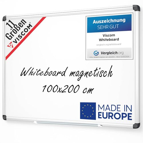VISCOM Whiteboard magnetisch - 100 x 200 cm - Magnettafel mit Alurahmen