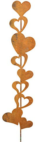 Bornhöft Gartenstecker Herzen Metall Rost Gartendeko Edelrost rostige Beetstecker Topfstecker (Herz Rankstab)