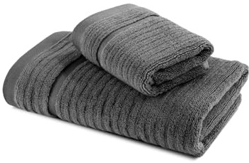 Caleffi Asciugamano con Ospite in Cotone Stripe Antracite - 73859