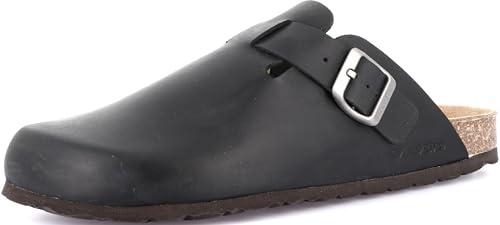 Grunland Roby CB7034 Men's Sabot Mules, Leather Sandals Made in Italy... (Black, us_Footwear_Size_System, Adult, Men, Numeric, Medium, Numeric_14)