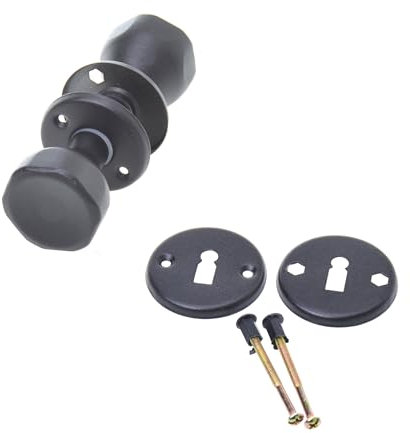 Aqbau® Pomello girevole con manopola rosa BB per porta della camera da letto, set completo di pomelli per porta con bulloni e viti, maniglia per porta (nero)