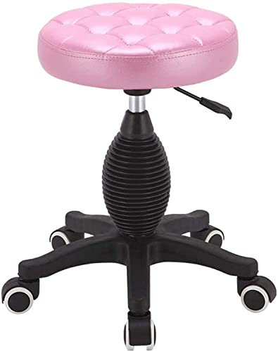 Hocker auf Rädern Barhocker Beauty-Hocker, drehbarer Hocker, Barstuhl, Arbeitshocker, Friseurstuhl, Heben drehen, Friseur, Make-up, Nagelkunst (Farbe: Rosa) Die neue