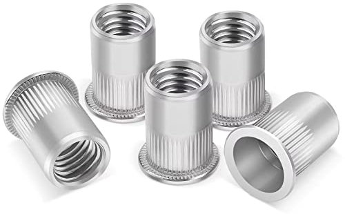 50Pcs Rivet Nuts M8, Leryati Threaded Inserts Stainless Steel Rivnut, Flat Head Threaded Insert Nutserts, Rivet Nuts Nutsert Rivnuts Kit, Pull Cap Nut Used for metal pipelines, etc