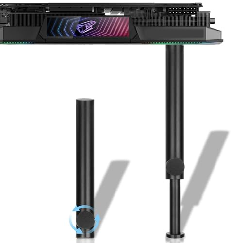 Tall GPU Support Bracket - Heavy Duty Adjustable GPU Anti Sag Holder & Support Stand for Graphics Card, 4.53-8.27 Height Durable Black Metal PC Build Stabilizer, Large/Long GPU Sag Prevention