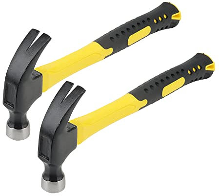 KEILEOHO 2PCS 8oz Claw Hammer, 27.5cm Steel Curved Claw Hammer, 0.25kg Straight Claw Hammer for Indoor Outdoor Using