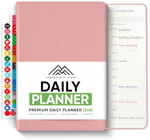 Tagesplaner 2025 (12,7 x 20,3 cm) – Der ultimative tägliche Workflow-Planer mit Stundenplan & Aufgabenliste, um Ihre Ziele von PRODUCTIVITY STORE zu erreichen (A5, Rosa)
