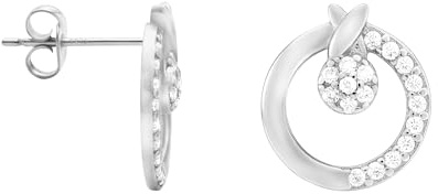 SOFIA MILANI - Boucles d'Oreilles pour Femme en Argent 925 - avec Pierre de Zircon - Clou d'Oreille en Forme de Cercle