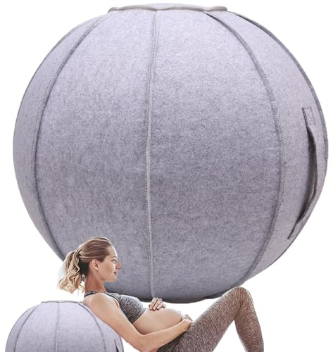 Pilates-Yoga-Ball-Stuhl, Yoga-Ball-Bürostuhl, Balance-Ball-Stuhl, leichte, selbststehende, ergonomische, haltungsaktivierende Übungsball-Lösung mit attraktivem Bezugssitz ( Color : White Gray , Size :