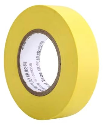 HomeBerg Cinta eléctrica amarilla, 19 mm x 10 m, resistente al calor y a la humedad, PVC autoadhesiva, cinta aislante eléctrica multiusos para cables eléctricos, bricolaje (amarillo, 1 unidad)