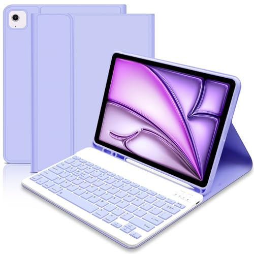 tititinita Funda con teclado para iPad Air de 13 pulgadas 2025 M3/2024 M2, funda de teclado para iPad Air de 13 pulgadas, funda inteligente delgada con teclado desmontable y soporte para lápices