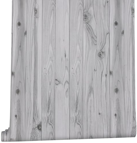 Arthome Klebefolie Holzoptik,Selbstklebend Holz Vintage Tapete,Natürliche Holz Maserung Möbelfolie Rustikal Abnehmbar Vinyl Wrap Folie für Möbel Küche Schränke,Grau Holz,40cmx6m