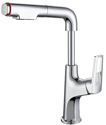 Miscelatore lavabo con doccetta Estraibile Miscelatore bimodale Estraibile Rubinetto lavabo Acqua Calda Fredda Rotazione sollevabile a 360° Rubinetto lavabo Bagno a Scomparsa con Maniglia Singola