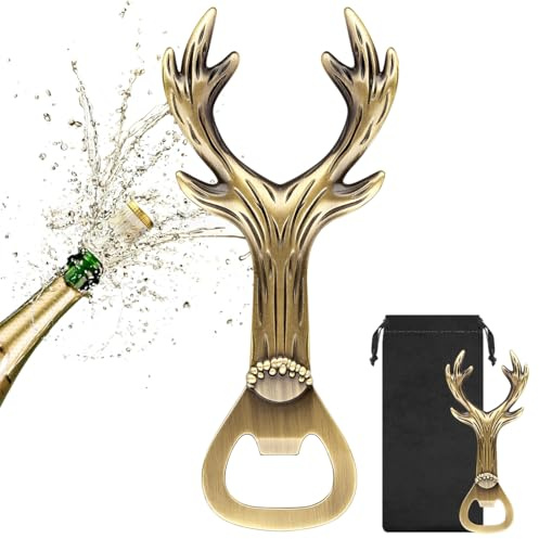 LKKCHER Hirschgeweih Geschenke, Jäger Geschenke für Frauen Männer, Bierflaschenöffner, Jagd Zubehör Weihnachtsgeschenke für Frauen Männer, Personalisierte Geschenke für Jäger, Fraue, Männer, Papa