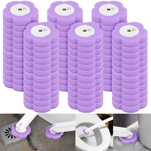 72 Unidades de cepillos de Inodoro Desechables, repuestos de de Inodoro de Esponja, repuestos de Limpiador para cepillos de baño para Limpieza del hogar (Violeta, 72 Unidades)