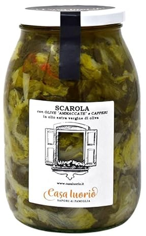 Scarola con Olive Ammaccate e Capperi in Olio di girasole e olio extravergine di oliva