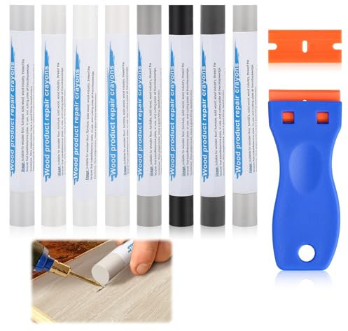 Kit de ceras de reparación de muebles, 8 colores, barra de relleno de madera, kit de reparación de suelos laminados, marcadores de muebles para múltiples superficies, agujeros de arañazos, mesas