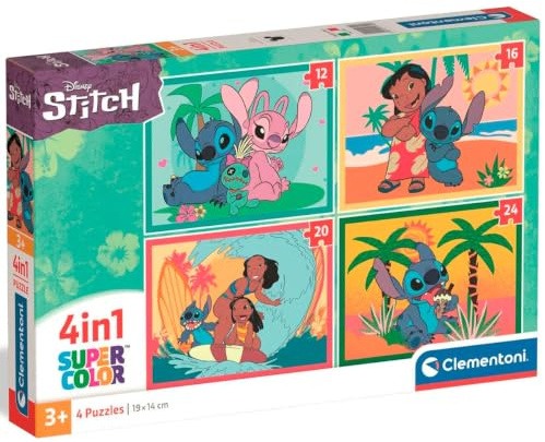 Clementoni Puzzle 4IN1 Stitch 72 Stücke für Kindern 3-6 Jahre, Cartoon | Geschenk für Kinder, Puzzle für Kinder, Made in Italy, 21745